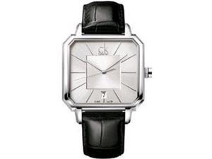 Calvin Klein Men's K1U21120 Black Leather Swiss Quartz Watch with Silver Dial Calvin Klein Men's K1U21120 Black Leather Swiss Quartz Watch with Silver Dial
