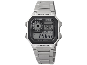 Casio Men's AE1200WHD-1AV Silver Stainless-Steel Quartz Watch with Digital Dial Casio Men's AE1200WHD-1AV Silver Stainless-Steel Quartz Watch with Digital Dial