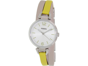 Fossil Women's Georgia ES3223 Yellow Leather Quartz Watch with Silver Dial Fossil Women's Georgia ES3223 Yellow Leather Quartz Watch with Silver Dial
