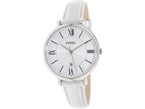 Fossil Women's Jacqueline ES3436 Silver Leather Quartz Watch with Silver Dial Fossil Women's Jacqueline ES3436 Silver Leather Quartz Watch with Silver Dial