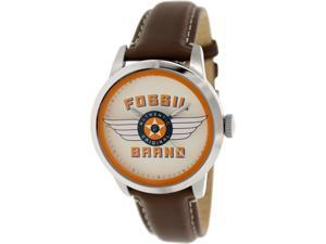 Fossil Men's Townsman FS4896 Brown Leather Quartz Watch with White Dial Fossil Men's Townsman FS4896 Brown Leather Quartz Watch with White Dial