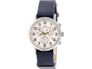 Timex Men's Weekender TW2P62100 Silver Leather Analog Quartz Watch Timex Men's Weekender TW2P62100 Silver Leather Analog Quartz Watch