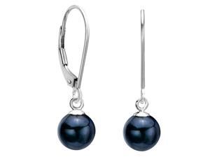 Leverback Dangle Akoya Saltwater Black Pearl Earrings 7mm AA+ Quality Leverback Dangle Akoya Saltwater Black Pearl Earrings 7mm AA+ Quality