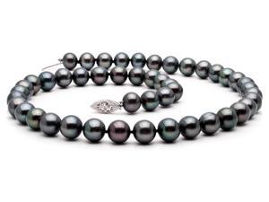 The Pearl Outlet 18" 7-8mm AAA Black Freshwater Pearl Necklace 14k White Gold Clasp The Pearl Outlet 18" 7-8mm AAA Black Freshwater Pearl Necklace 14k White Gold Clasp