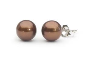 The Pearl Outlet 8mm 14k White Gold AAA Freshwater Chocolate Pearl Earrings The Pearl Outlet 8mm 14k White Gold AAA Freshwater Chocolate Pearl Earrings