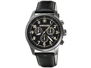 Wenger 0543.104 Men's Terragraph Black Dial Gunmetal IP Black Leather Strap Chro Wenger 0543.104 Men's Terragraph Black Dial Gunmetal IP Black Leather Strap Chro