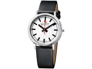 Mondaine A512.30358.16SBB Men's Stop2Go Basics White Dial Black Leather Strap Wa Mondaine A512.30358.16SBB Men's Stop2Go Basics White Dial Black Leather Strap Wa