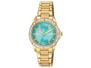 Citizen FD3002-51X Women's POV Turquoise Dial Yellow Gold Steel Bracelet Swarovs Citizen FD3002-51X Women's POV Turquoise Dial Yellow Gold Steel Bracelet Swarovs