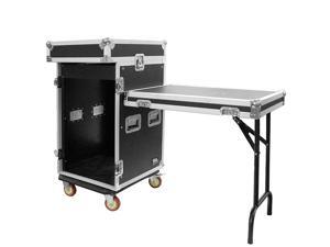 Seismic Audio - SAMRWT-16U - 16 Space Rack Case with 10 Space Slant Mixer Top and DJ Work Table - PA/DJ Pro Audio Road Case - 16U Seismic Audio - SAMRWT-16U - 16 Space Rack Case with 10 Space Slant Mixer Top and DJ Work Table - PA/DJ Pro Audio Road Case - 16U