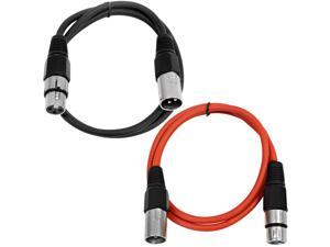 SEISMIC AUDIO - SAXLX-3 - 2 Pack of 3' XLR Male to XLR Female Patch Cables - Balanced - 3 Foot Patch Cord - Black and Red SEISMIC AUDIO - SAXLX-3 - 2 Pack of 3' XLR Male to XLR Female Patch Cables - Balanced - 3 Foot Patch Cord - Black and Red
