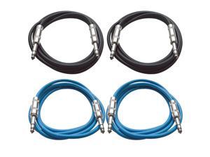 SEISMIC AUDIO - SATRX-6 - 4 Pack of 6' 1/4" TRS to 1/4" TRS Patch Cables - Balanced - 6 Foot Patch Cord - Black and Blue SEISMIC AUDIO - SATRX-6 - 4 Pack of 6' 1/4" TRS to 1/4" TRS Patch Cables - Balanced - 6 Foot Patch Cord - Black and Blue