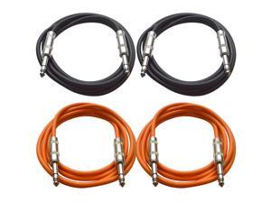 SEISMIC AUDIO - SATRX-6 - 4 Pack of 6' 1/4" TRS to 1/4" TRS Patch Cables - Balanced - 6 Foot Patch Cord - Black and Orange SEISMIC AUDIO - SATRX-6 - 4 Pack of 6' 1/4" TRS to 1/4" TRS Patch Cables - Balanced - 6 Foot Patch Cord - Black and Orange