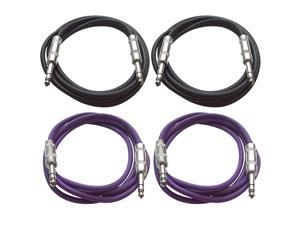 SEISMIC AUDIO - SATRX-6 - 4 Pack of 6' 1/4" TRS to 1/4" TRS Patch Cables - Balanced - 6 Foot Patch Cord - Black and Purple SEISMIC AUDIO - SATRX-6 - 4 Pack of 6' 1/4" TRS to 1/4" TRS Patch Cables - Balanced - 6 Foot Patch Cord - Black and Purple