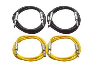 SEISMIC AUDIO - SATRX-6 - 4 Pack of 6' 1/4" TRS to 1/4" TRS Patch Cables - Balanced - 6 Foot Patch Cord - Black and Yellow SEISMIC AUDIO - SATRX-6 - 4 Pack of 6' 1/4" TRS to 1/4" TRS Patch Cables - Balanced - 6 Foot Patch Cord - Black and Yellow