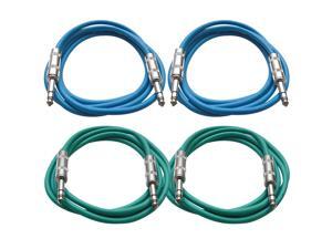 SEISMIC AUDIO - SATRX-6 - 4 Pack of 6' 1/4" TRS to 1/4" TRS Patch Cables - Balanced - 6 Foot Patch Cord - Blue and Green SEISMIC AUDIO - SATRX-6 - 4 Pack of 6' 1/4" TRS to 1/4" TRS Patch Cables - Balanced - 6 Foot Patch Cord - Blue and Green