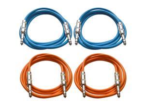 SEISMIC AUDIO - SATRX-6 - 4 Pack of 6' 1/4" TRS to 1/4" TRS Patch Cables - Balanced - 6 Foot Patch Cord - Blue and Orange SEISMIC AUDIO - SATRX-6 - 4 Pack of 6' 1/4" TRS to 1/4" TRS Patch Cables - Balanced - 6 Foot Patch Cord - Blue and Orange