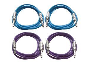 SEISMIC AUDIO - SATRX-6 - 4 Pack of 6' 1/4" TRS to 1/4" TRS Patch Cables - Balanced - 6 Foot Patch Cord - Blue and Purple SEISMIC AUDIO - SATRX-6 - 4 Pack of 6' 1/4" TRS to 1/4" TRS Patch Cables - Balanced - 6 Foot Patch Cord - Blue and Purple