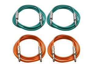 SEISMIC AUDIO - SATRX-6 - 4 Pack of 6' 1/4" TRS to 1/4" TRS Patch Cables - Balanced - 6 Foot Patch Cord - Green and Orange SEISMIC AUDIO - SATRX-6 - 4 Pack of 6' 1/4" TRS to 1/4" TRS Patch Cables - Balanced - 6 Foot Patch Cord - Green and Orange
