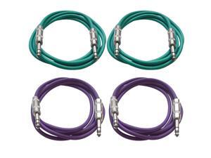 SEISMIC AUDIO - SATRX-6 - 4 Pack of 6' 1/4" TRS to 1/4" TRS Patch Cables - Balanced - 6 Foot Patch Cord - Green and Purple SEISMIC AUDIO - SATRX-6 - 4 Pack of 6' 1/4" TRS to 1/4" TRS Patch Cables - Balanced - 6 Foot Patch Cord - Green and Purple