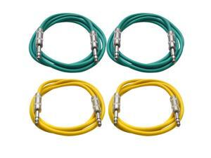 SEISMIC AUDIO - SATRX-6 - 4 Pack of 6' 1/4" TRS to 1/4" TRS Patch Cables - Balanced - 6 Foot Patch Cord - Green and Yellow SEISMIC AUDIO - SATRX-6 - 4 Pack of 6' 1/4" TRS to 1/4" TRS Patch Cables - Balanced - 6 Foot Patch Cord - Green and Yellow