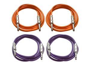 SEISMIC AUDIO - SATRX-6 - 4 Pack of 6' 1/4" TRS to 1/4" TRS Patch Cables - Balanced - 6 Foot Patch Cord - Orange and Purple SEISMIC AUDIO - SATRX-6 - 4 Pack of 6' 1/4" TRS to 1/4" TRS Patch Cables - Balanced - 6 Foot Patch Cord - Orange and Purple