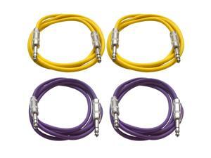 SEISMIC AUDIO - SATRX-6 - 4 Pack of 6' 1/4" TRS to 1/4" TRS Patch Cables - Balanced - 6 Foot Patch Cord - Yellow and Purple SEISMIC AUDIO - SATRX-6 - 4 Pack of 6' 1/4" TRS to 1/4" TRS Patch Cables - Balanced - 6 Foot Patch Cord - Yellow and Purple
