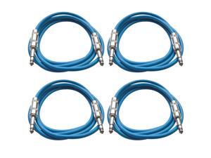 SEISMIC AUDIO - SATRX-6 - 4 Pack of 6' 1/4" TRS to 1/4" TRS Patch Cables - Balanced - 6 Foot Patch Cord - Blue and Blue SEISMIC AUDIO - SATRX-6 - 4 Pack of 6' 1/4" TRS to 1/4" TRS Patch Cables - Balanced - 6 Foot Patch Cord - Blue and Blue