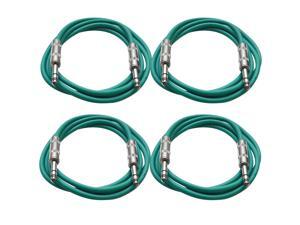 SEISMIC AUDIO - SATRX-6 - 4 Pack of 6' 1/4" TRS to 1/4" TRS Patch Cables - Balanced - 6 Foot Patch Cord - Green and Green SEISMIC AUDIO - SATRX-6 - 4 Pack of 6' 1/4" TRS to 1/4" TRS Patch Cables - Balanced - 6 Foot Patch Cord - Green and Green
