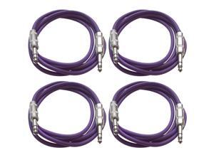 SEISMIC AUDIO - SATRX-6 - 4 Pack of 6' 1/4" TRS to 1/4" TRS Patch Cables - Balanced - 6 Foot Patch Cord - Purple and Purple SEISMIC AUDIO - SATRX-6 - 4 Pack of 6' 1/4" TRS to 1/4" TRS Patch Cables - Balanced - 6 Foot Patch Cord - Purple and Purple