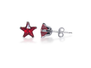 Sterling Silver 6mm Star Garnet Cubic Zirconia Post Stud Earrings Sterling Silver 6mm Star Garnet Cubic Zirconia Post Stud Earrings