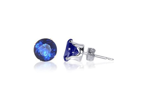 Sterling Silver 7mm Round Blue Sapphire Cubic Zirconia Post Back Stud Earrings Sterling Silver 7mm Round Blue Sapphire Cubic Zirconia Post Back Stud Earrings