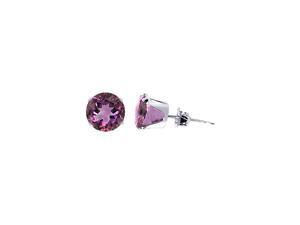 Sterling Silver 7mm Round Amethyst Cubic Zirconia Post Back Stud Earrings Sterling Silver 7mm Round Amethyst Cubic Zirconia Post Back Stud Earrings