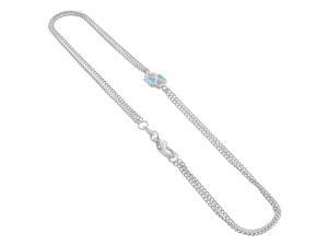 Silver Plated with 8mm Multicolor Clover Charms 9.5, 10, 12 Inch Anklet Silver Plated with 8mm Multicolor Clover Charms 9.5, 10, 12 Inch Anklet
