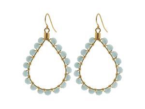 Teardrop Shape Brazilian Czech Seed Blue Beads French Wire Hook Dangle Earrings Teardrop Shape Brazilian Czech Seed Blue Beads French Wire Hook Dangle Earrings