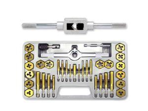 Neiko Titanium Coated Tap & Hexagon Die Set - 40 Pieces - SAE #4 to 1/2-Inch Neiko Titanium Coated Tap & Hexagon Die Set - 40 Pieces - SAE #4 to 1/2-Inch