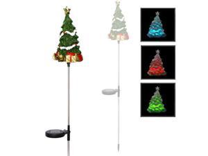 Solar Powered LED Color Changing Christmas Lighting Yard Stick- Christmas Tree (Single Item) Solar Powered LED Color Changing Christmas Lighting Yard Stick- Christmas Tree (Single Item)