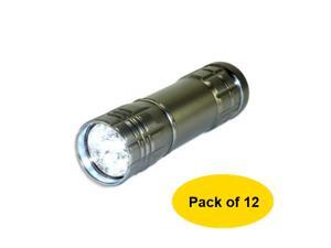 Neiko Super-Bright 9-LED Heavy-Duty Compact Aluminum Flashlight - Gunmetal Silver Color (Pack of 12) Neiko Super-Bright 9-LED Heavy-Duty Compact Aluminum Flashlight - Gunmetal Silver Color (Pack of 12)