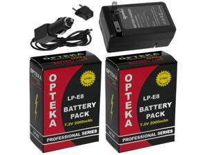 (2) Opteka LP-E8 LPE8 Battery + Home Wall Car Charger with European Adapter Plug for Canon EOS Rebel T2i T3i T4i T5i 550D 600D 650D 700D Kiss X4 X5 X6 X7i DSLR Digital Camera (2) Opteka LP-E8 LPE8 Battery + Home Wall Car Charger with European Adapter Plug for Canon EOS Rebel T2i T3i T4i T5i 550D 600D 650D 700D Kiss X4 X5 X6 X7i DSLR Digital Camera