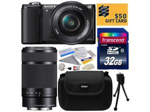 Sony Alpha A5000 20.1 MP Interchangeable Lens Camera with 16-50mm & 55-210mm F4.5-6.3 OSS Lens with 32GB Class 10 Memory Card + Hard Shell Carrying Case + Camera Cleaning Kit + Bonus $50 Gift Card Sony Alpha A5000 20.1 MP Interchangeable Lens Camera with 16-50mm & 55-210mm F4.5-6.3 OSS Lens with 32GB Class 10 Memory Card + Hard Shell Carrying Case + Camera Cleaning Kit + Bonus $50 Gift Card