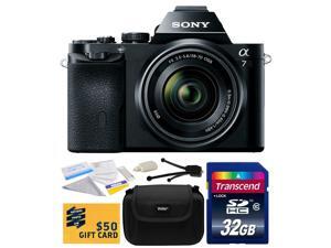 Sony a7K A7 Full-Frame DSLR 24.3 MP Interchangeable Digital Lens Camera FE 28-70mm f/3.5-5.6 OSS Lens with Starter 32GB Memory Card + Hard Shell Carrying Case + Camera Cleaning Kit + $50 Gift Card Sony a7K A7 Full-Frame DSLR 24.3 MP Interchangeable Digital Lens Camera FE 28-70mm f/3.5-5.6 OSS Lens with Starter 32GB Memory Card + Hard Shell Carrying Case + Camera Cleaning Kit + $50 Gift Card
