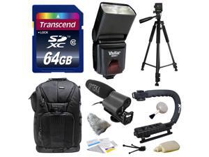 Must Have Kit for Sony NEX, Alpha, Cybershot, SLT Series with Opteka VM-100 Directional Mini-Shotgun Microphone, Transcend 64GB Memory Card, Vivitar DF-293 Flash for Sony (VIVDF293S), Tripod and more Must Have Kit for Sony NEX, Alpha, Cybershot, SLT Series with Opteka VM-100 Directional Mini-Shotgun Microphone, Transcend 64GB Memory Card, Vivitar DF-293 Flash for Sony (VIVDF293S), Tripod and more