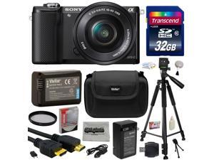 Sony Alpha A5000 20.1 MP Interchangeable Mirrorless Lens Camera with 16-50mm OSS Lens ILCE5000L with 32GB Memory Card + NP-FW50 Battery + Tripod + Carrying Case + Camera Cleaning Kit + $50 Gift Card Sony Alpha A5000 20.1 MP Interchangeable Mirrorless Lens Camera with 16-50mm OSS Lens ILCE5000L with 32GB Memory Card + NP-FW50 Battery + Tripod + Carrying Case + Camera Cleaning Kit + $50 Gift Card