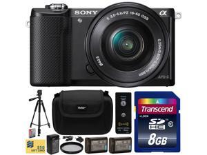 Sony Alpha A5000 20.1 MP Interchangeable Mirrorless Lens Camera with 16-50mm OSS Lens ILCE5000Lwith 8GB Class 10 SDHC Memory Card + x2 NP-FW50 Battery + Charger + Tripod + Case + $50 Gift Card Sony Alpha A5000 20.1 MP Interchangeable Mirrorless Lens Camera with 16-50mm OSS Lens ILCE5000Lwith 8GB Class 10 SDHC Memory Card + x2 NP-FW50 Battery + Charger + Tripod + Case + $50 Gift Card