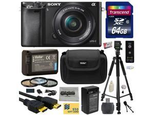 Sony Alpha a6000 24.3 MP Interchangeable Mirrorless Lens Camera with 16-50mm Power Zoom Lens with 64GB Memory Card + NP-FW50 Battery + Tripod + Hard Shell Carrying Case + Bonus $50 Gift Card Sony Alpha a6000 24.3 MP Interchangeable Mirrorless Lens Camera with 16-50mm Power Zoom Lens with 64GB Memory Card + NP-FW50 Battery + Tripod + Hard Shell Carrying Case + Bonus $50 Gift Card