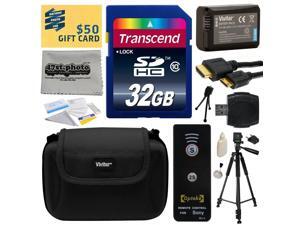 Must Have Kit for Sony includes 32GB SDHC Memory Card, NP-FW50 Battery, Tripod, Carrying Case, Wireless Shutter, HDMI to HDMI Mini Cable, SD Card Reader, Camera Lens Cleaning Kit, Bonus $50 Gift Card Must Have Kit for Sony includes 32GB SDHC Memory Card, NP-FW50 Battery, Tripod, Carrying Case, Wireless Shutter, HDMI to HDMI Mini Cable, SD Card Reader, Camera Lens Cleaning Kit, Bonus $50 Gift Card