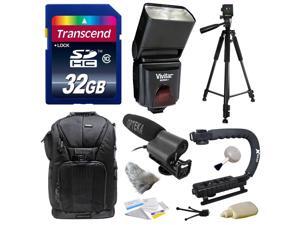 Essential Kit for Sony NEX, Alpha, Cybershot, SLT Series with Opteka VM-100 Directional Mini-Shotgun Microphone, Transcend 32GB Memory Card, Vivitar DF-293 Flash for Sony (VIVDF293S), Tripod and more Essential Kit for Sony NEX, Alpha, Cybershot, SLT Series with Opteka VM-100 Directional Mini-Shotgun Microphone, Transcend 32GB Memory Card, Vivitar DF-293 Flash for Sony (VIVDF293S), Tripod and more