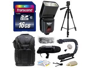 Ultimate Kit includes Transcend 16GB Memory Card, Vivitar DF-293 Shoe Mount Flash for Sony (VIVDF293S), Tripod, Backpack, Microphone, Cleaning Kit for for Sony NEX, Alpha, Cybershot, SLT Series Ultimate Kit includes Transcend 16GB Memory Card, Vivitar DF-293 Shoe Mount Flash for Sony (VIVDF293S), Tripod, Backpack, Microphone, Cleaning Kit for for Sony NEX, Alpha, Cybershot, SLT Series