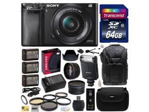 Sony Alpha a6000 24.3 MP Interchangeable Mirrorless Lens Camera with 16-50mm Power Zoom Lens with Sony HVL-F20M External Flash + 64GB Memory Card + x3 NP-FW50 Battery + DSLR Sling Travel Backpack Sony Alpha a6000 24.3 MP Interchangeable Mirrorless Lens Camera with 16-50mm Power Zoom Lens with Sony HVL-F20M External Flash + 64GB Memory Card + x3 NP-FW50 Battery + DSLR Sling Travel Backpack
