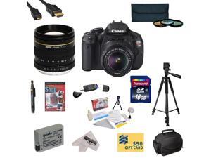 Canon EOS Rebel T3i 18.0 MP CMOS DSLR Camera with EF-S 18-55mm f/3.5-5.6 IS STM with Opteka 85mm f/1.8 Manual Focus Telephoto Lens, 16GB SDHC Card, Battery, Charger, 3 PC Filter Kit, HDMI Cable + More Canon EOS Rebel T3i 18.0 MP CMOS DSLR Camera with EF-S 18-55mm f/3.5-5.6 IS STM with Opteka 85mm f/1.8 Manual Focus Telephoto Lens, 16GB SDHC Card, Battery, Charger, 3 PC Filter Kit, HDMI Cable + More