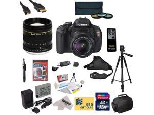Canon EOS Rebel T3i DSLR Camera with EF-S 18-55mm f/3.5-5.6 IS STM with Opteka 85mm f/1.8 Manual Focus Telephoto Lens, 32GB SDHC Card, Battery, Charger, 3 PC Filter Kit, HDMI Cable, Gadget Bag + More Canon EOS Rebel T3i DSLR Camera with EF-S 18-55mm f/3.5-5.6 IS STM with Opteka 85mm f/1.8 Manual Focus Telephoto Lens, 32GB SDHC Card, Battery, Charger, 3 PC Filter Kit, HDMI Cable, Gadget Bag + More